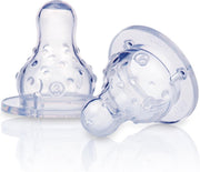 2P - Drie-standenspeen met noppen uit hoogwaardige silicone voor standaardflessen. 0m+