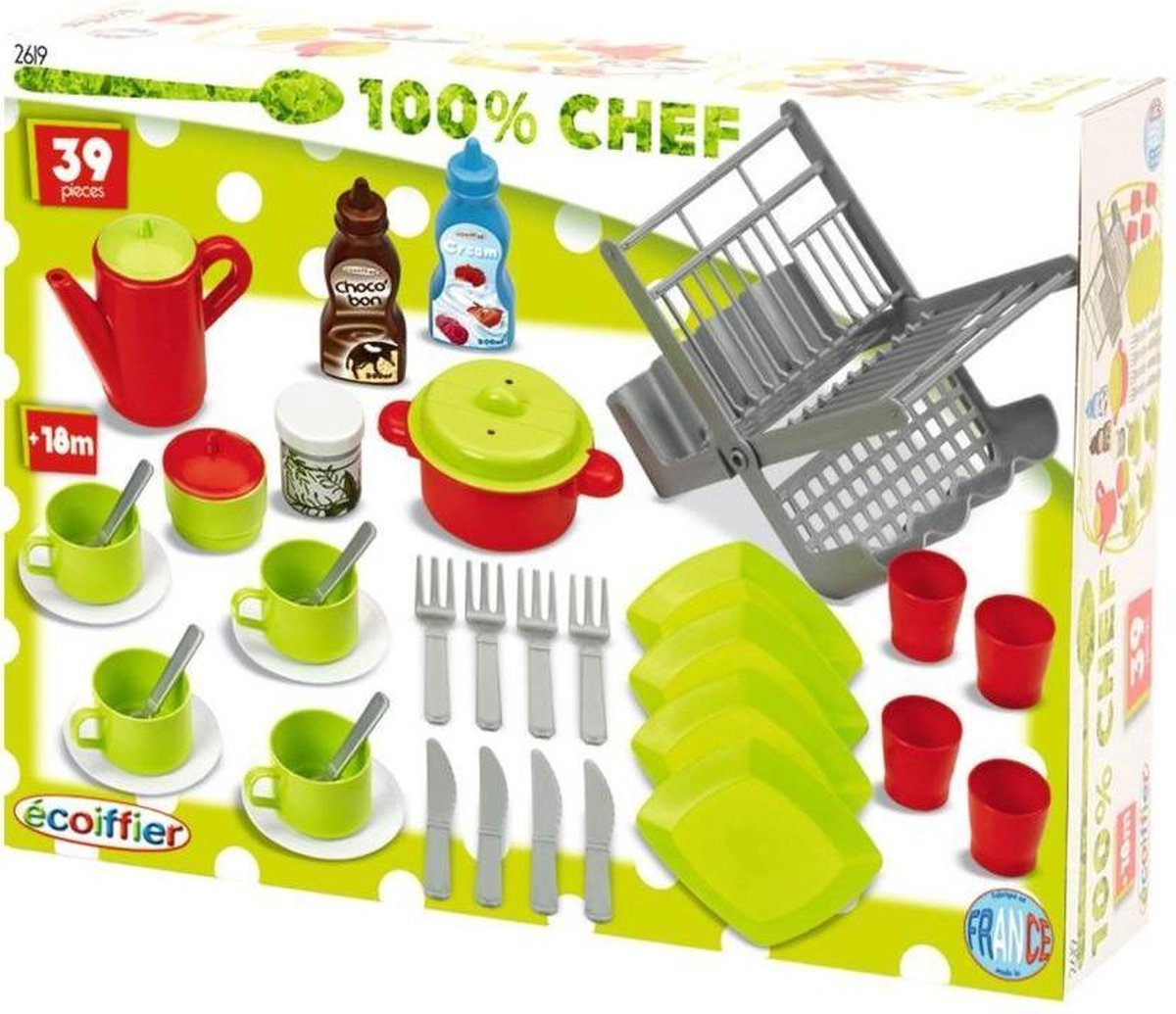 Ecoiffier 100% Chef Servies met Afdruiprek