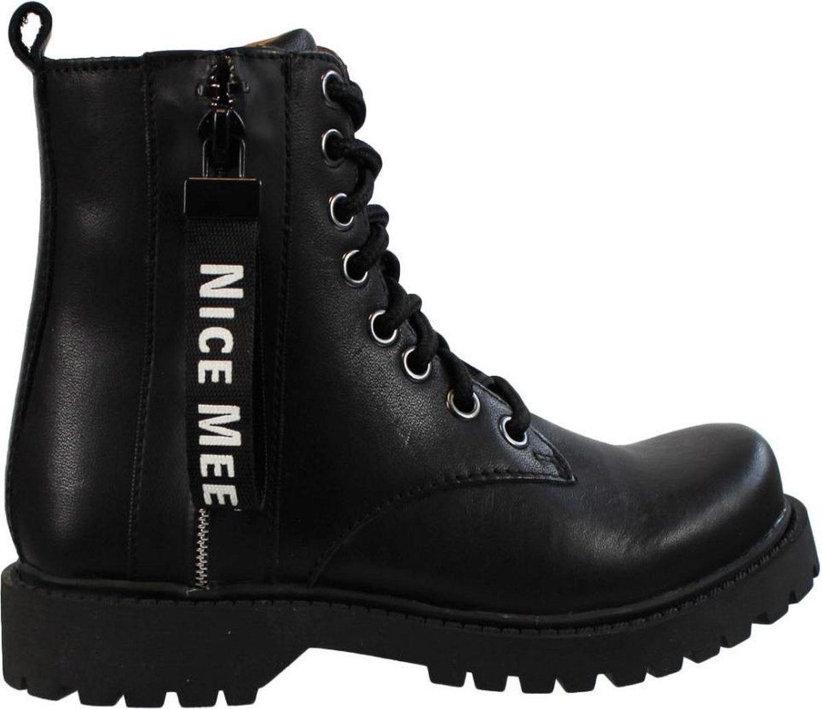 Braqeez Belle Boot Meisjes Laarzen - Maat 28 - Zwart - Laarzen - - Leer - Ritssluiting - Kinderlaarsjes
