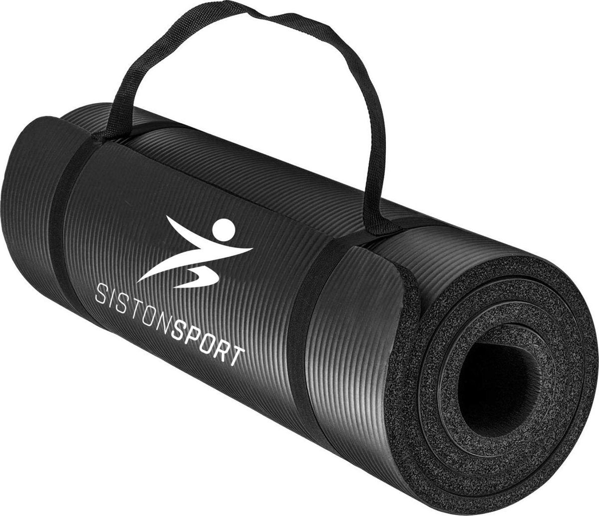 Siston Sport Fitnessmat - 183 x 61 x 1.5 cm - Zwart - met Draagtas