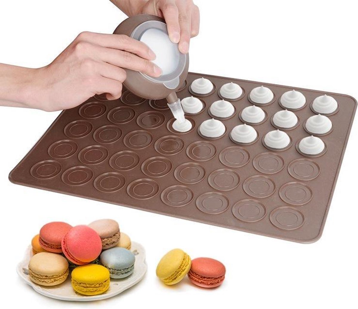 Creartix - Macaron bakmat / inclusief herbruikbare decoratie pen met spuitstukken / voor 48 macarons te bakken
