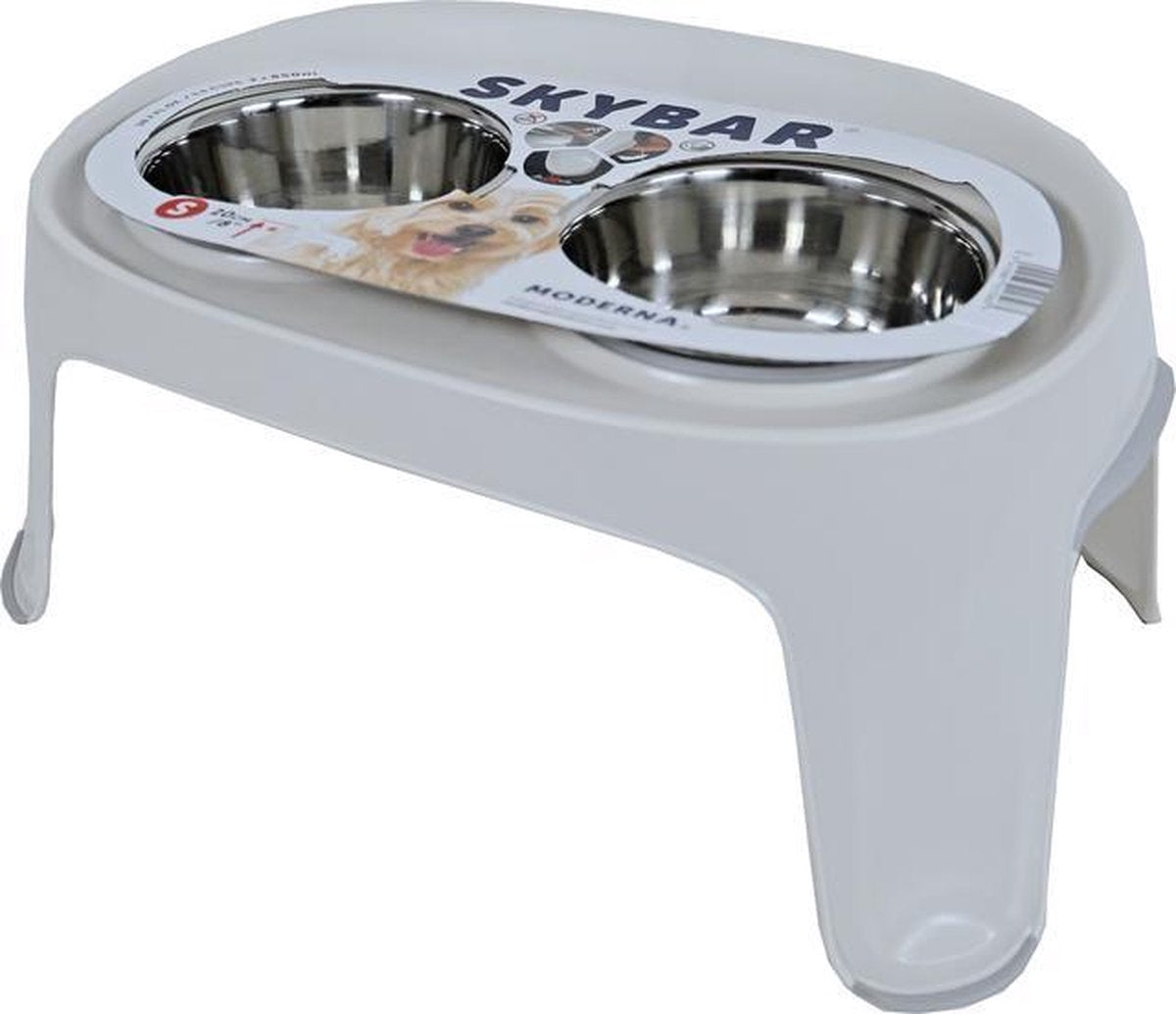 Voederstandaard kunststof incl 2 rvs bakken 850ml 20 cm