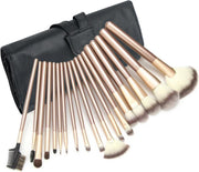 Evvie 18-delige make-up kwastenset - Beige/Goud - in zwart etui