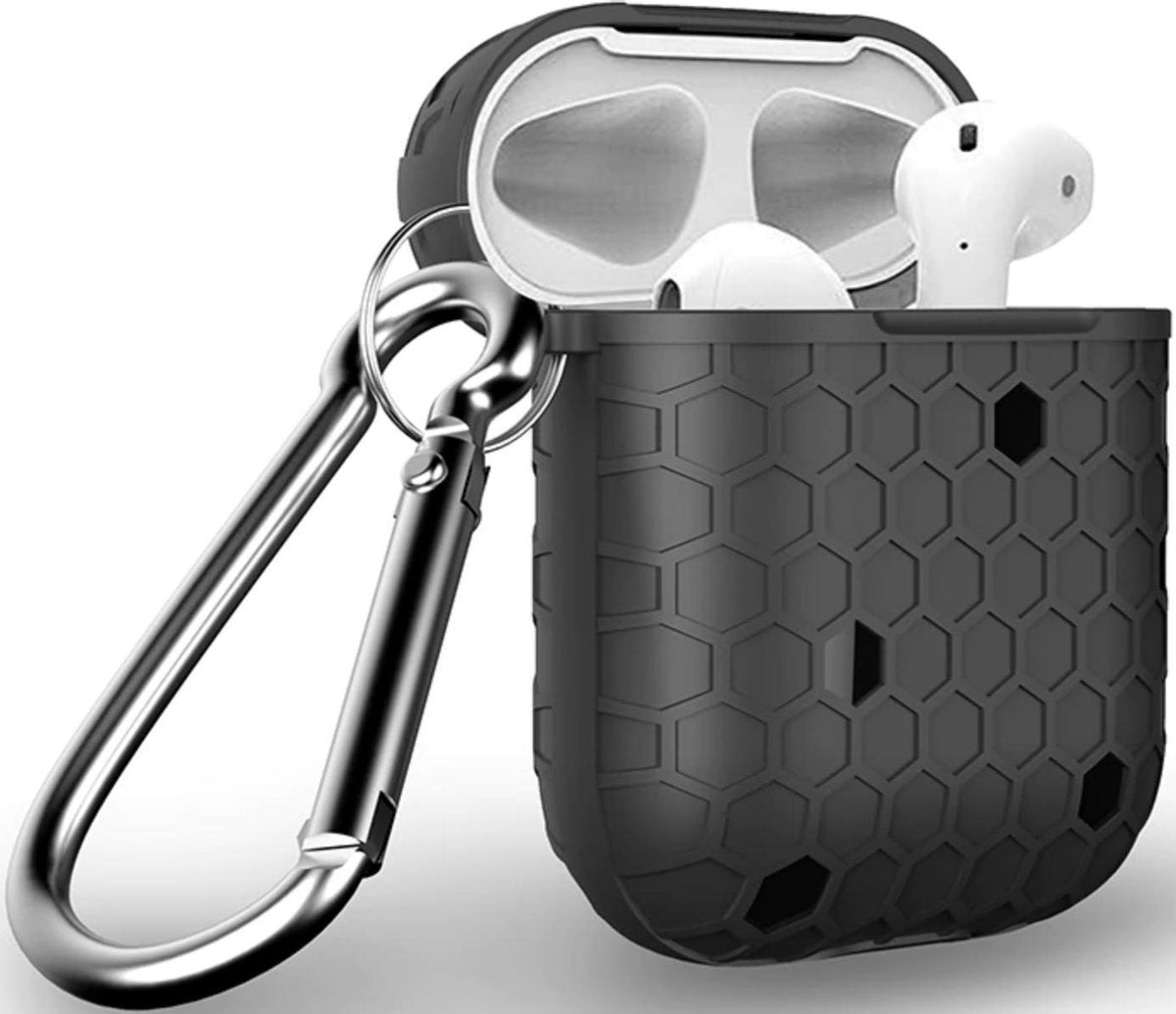 YPCd® Apple AirPods Hoesje - Zwart- Honingraat Hard Case