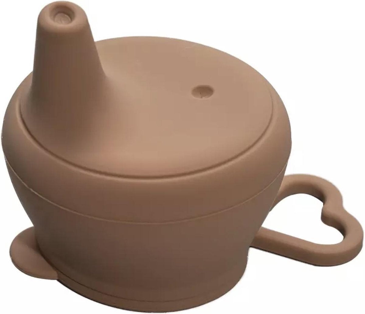 SIIDDS Siliconen sippy cup deksel - anti lek - bruin - sippy cup - geschikt voor (bijna) iedere beker/glas - tuitbeker - baby - dreumes - peuter - BPA-vrij - vaatwasserbestendig