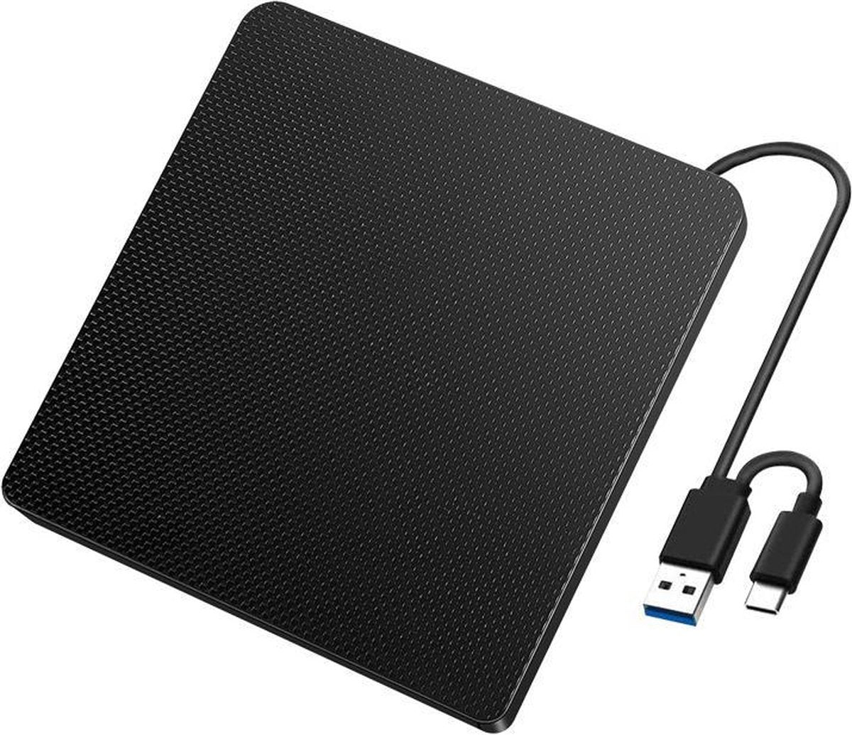 URGOODS® Portable DVD Speler - Externe DVD Speler & Brander voor Laptop - Leer Design - Windows & Mac - USB 3.0 en USB-C Aansluiting