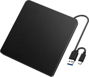 URGOODS® Portable DVD Speler - Externe DVD Speler & Brander voor Laptop - Leer Design - Windows & Mac - USB 3.0 en USB-C Aansluiting