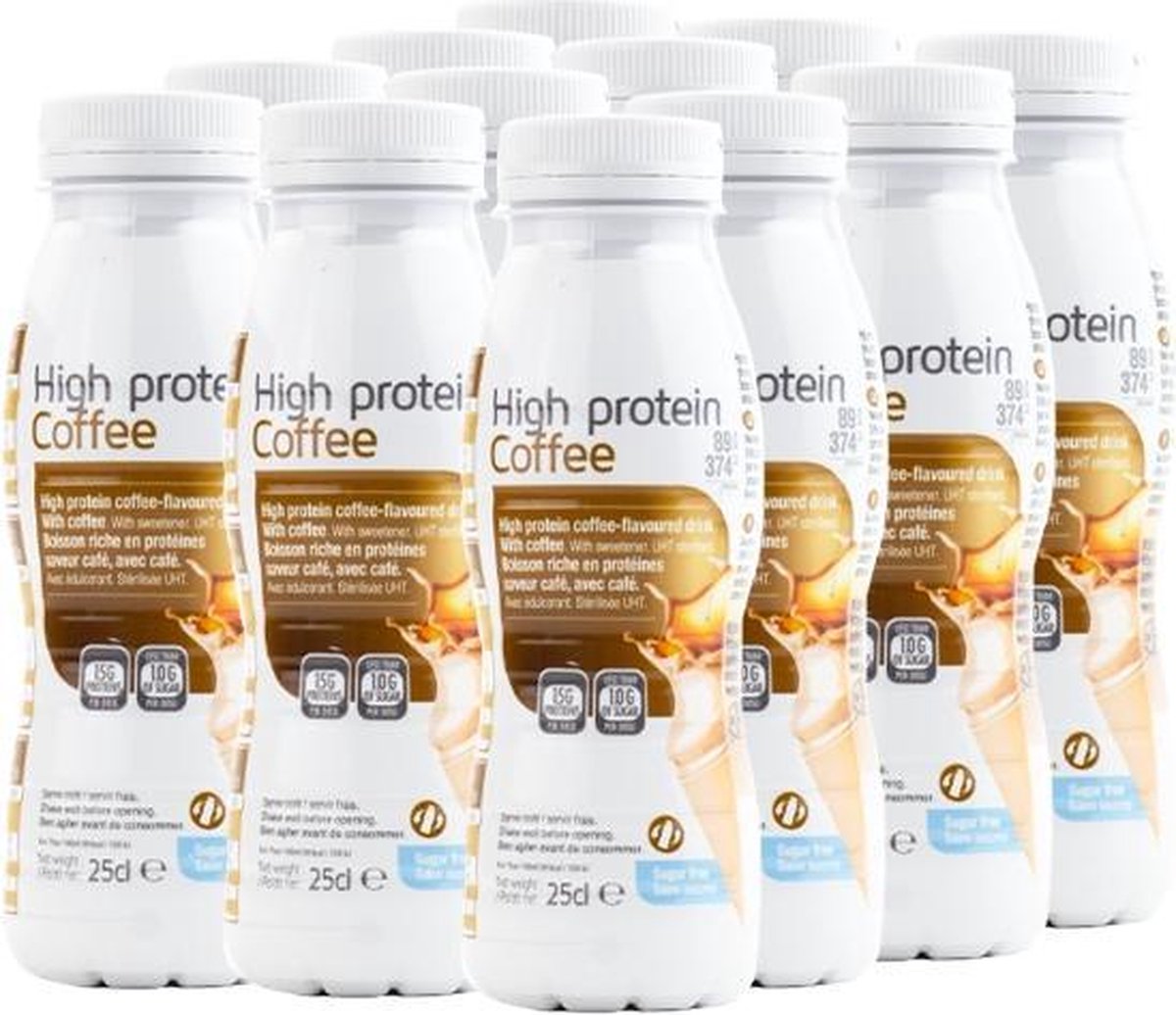 Protiplan | Tray Proteïne Smoothie Koffie | 12 x 250 ml | Fruitige Smoothie Eiwitdieet | Voordeelpak | Snel afvallen zonder poespas!