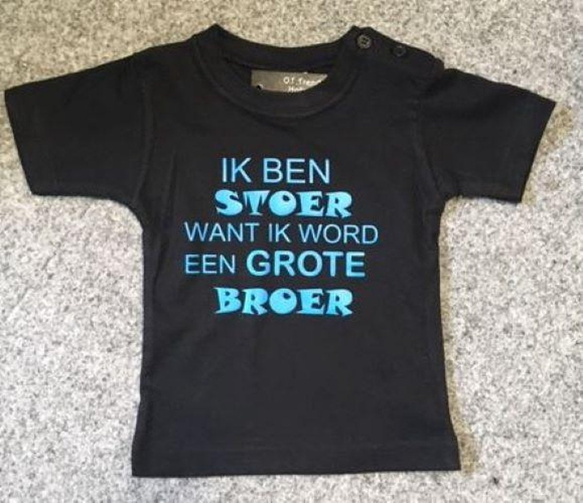 Ik word grote broer t-shirt baby zwart maat 68