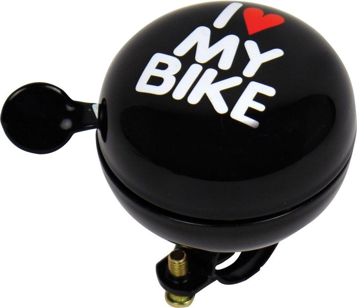 Dresco Fietsbel - Dingdong I love my bike - Zwart - 60 mm