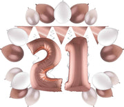 e-Carnavalskleding.nl Feestversiering pakket rosé 21 jaar | Versiering 21e verjaardag | 21 jaar feestversiering pakket rosé compleet | Leuk pakket rosé met feestartikelen voor de 21e verjaardag Small