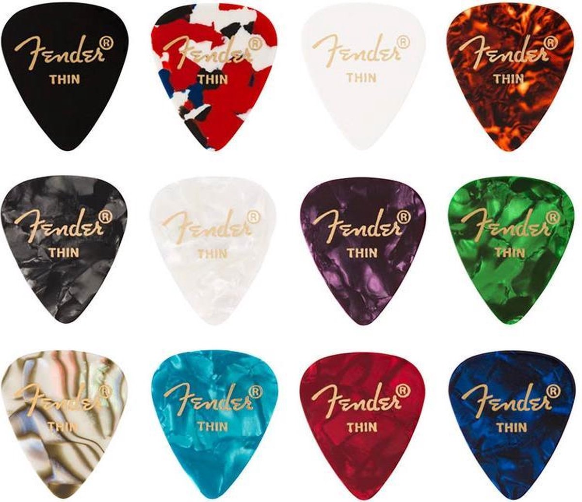 Fender Plectrum Celluloid Medley Plectrums 12 stuks