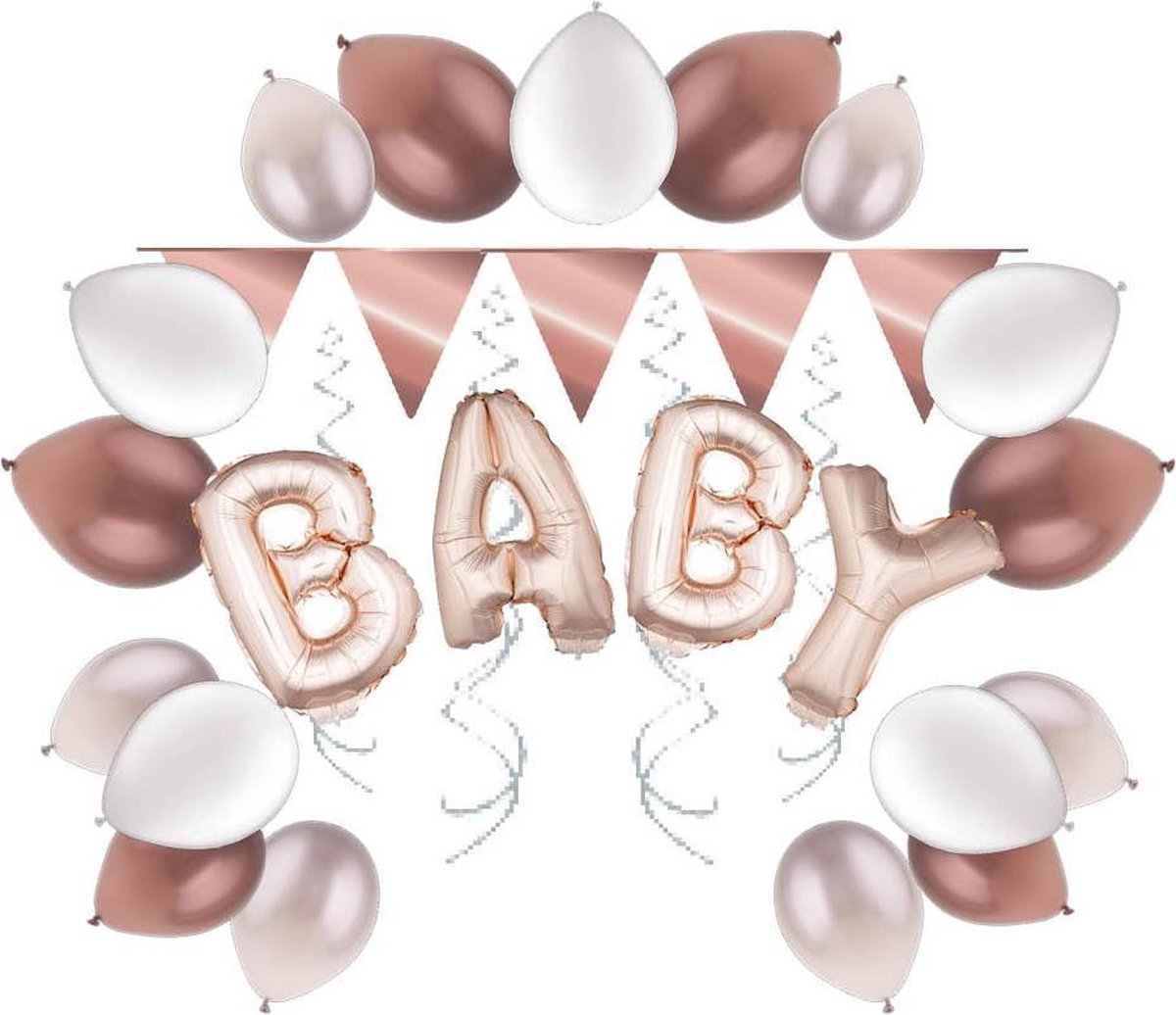 e-Carnavalskleding.nl Babyshower rosé feestversieringspakket Small | Versiering babyshower of geboorte rosé | Geboorte versiering meisje