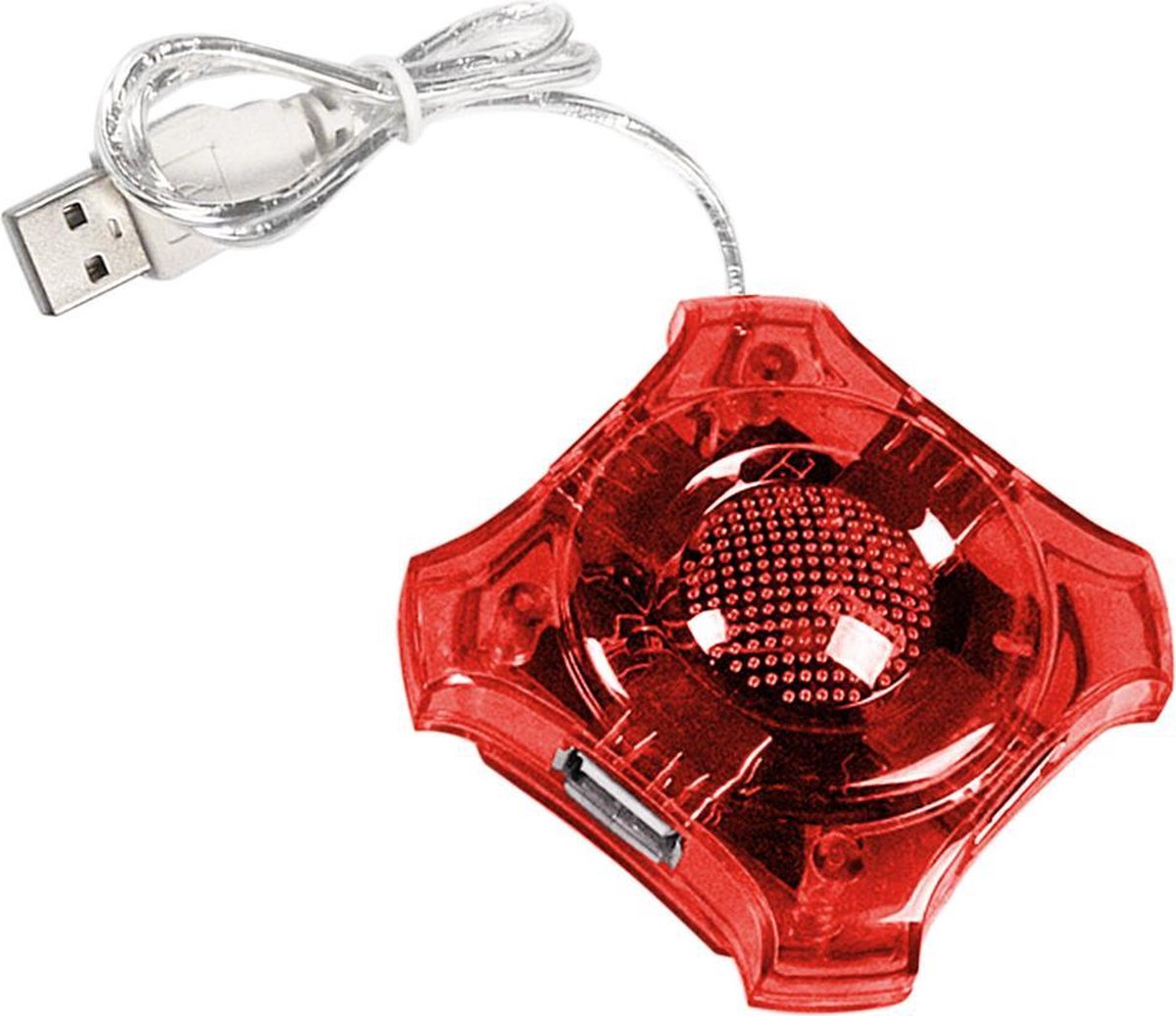 4 Poorts USB 2.0 Hub Star - Rood