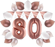 e-Carnavalskleding.nl Feestversiering pakket rosé 80 jaar | Versiering 80e verjaardag | 80 jaar feestversiering pakket rosé compleet | Leuk pakket rosé met feestartikelen voor de 80e verjaardag Small