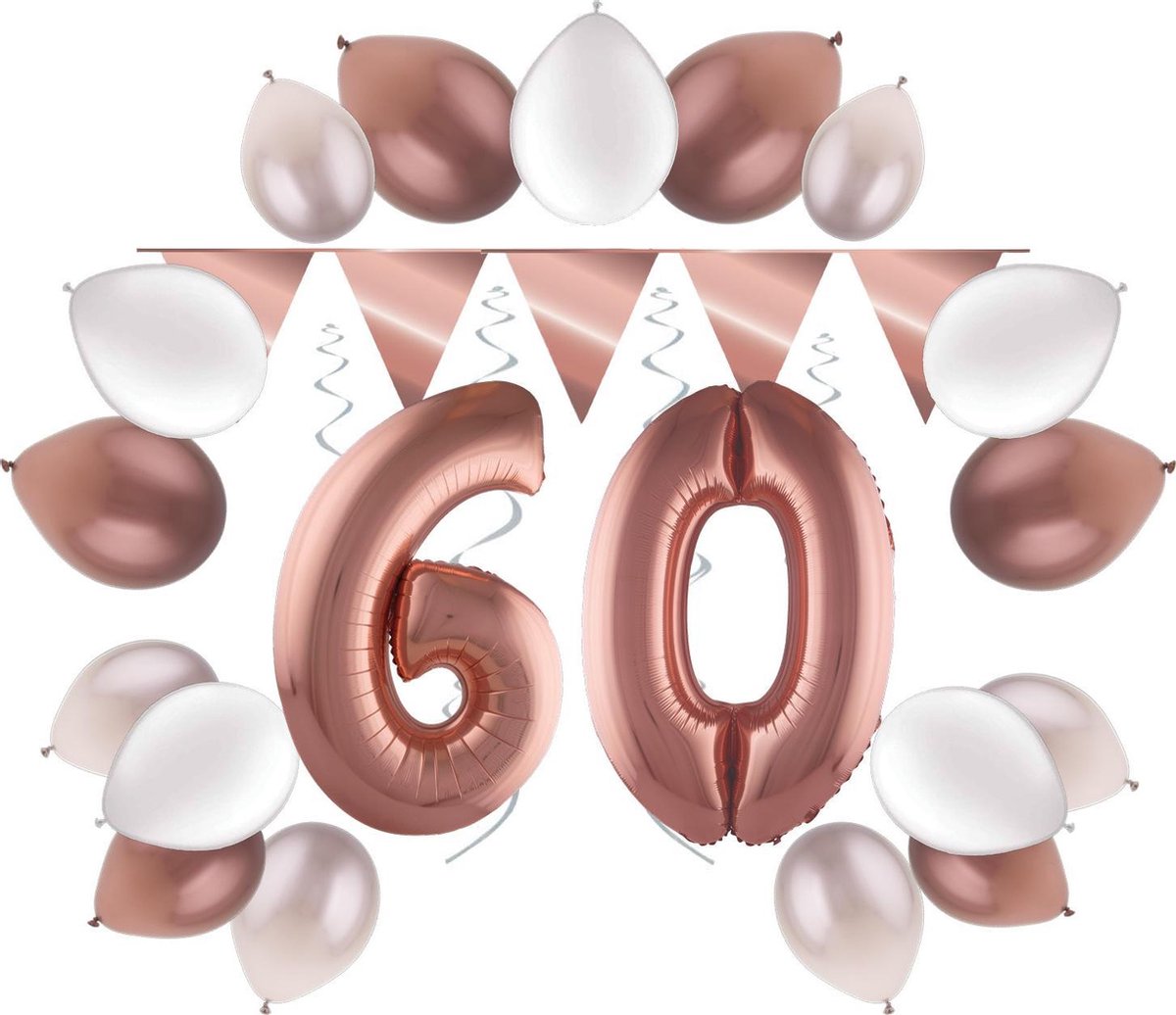 e-Carnavalskleding.nl Feestversiering pakket rosé 60 jaar | Versiering 60e verjaardag | 60 jaar feestversiering pakket rosé compleet | Leuk pakket rosé met feestartikelen voor de 60e verjaardag Small
