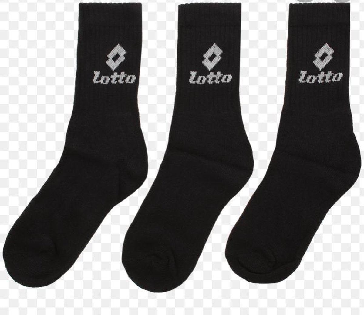 18 paar Zwarte LOTTO Sportsokken Maat 39-42 Unisex BULK-VOORDEEL!!
