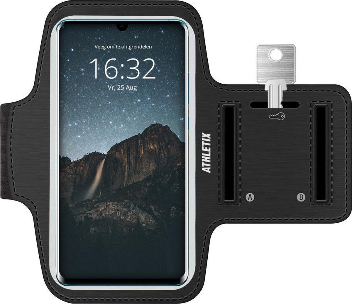 Hardloop armband met Smartphone houder - Zwarte Verstelbare Sportarmband voor Huawei P30 Pro / P30 / P20 Pro / P20 / P20 Lite /Mate X/Mate 20 / Mate 20 Pro / P10 / Y7 - Spatwatervrij