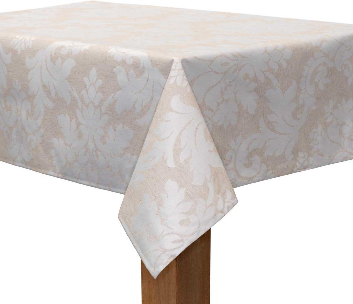 MixMamas Tafelkleed Gecoat Jacquard Chateau Barok – 140 x 250 cm – Beige