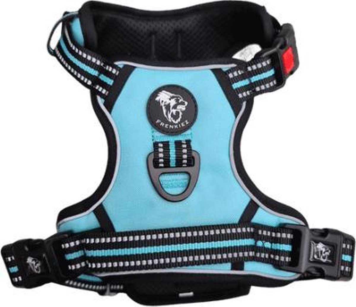 Frenkiez reflective no pull comfort harness Tiffany Blue Maat XL