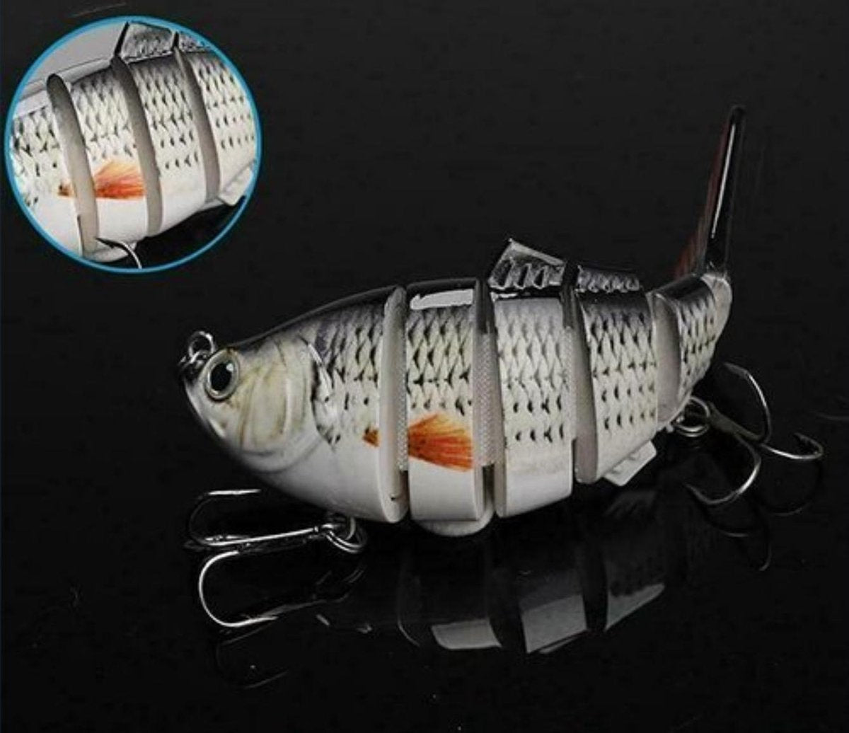 Realistische kunstaas "Multiplaza" met 6 swimbait - segmenten 10 cm - 18 gram - Lokaas - Hengelsport - vissen - snoek - 3d ogen - levendig - roofvissen - karper