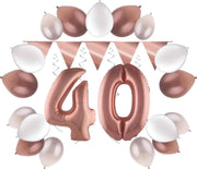 e-Carnavalskleding.nl Feestversiering pakket rosé 40 jaar | Versiering 40e verjaardag | 40 jaar feestversiering pakket rosé compleet | Leuk pakket rosé met feestartikelen voor de 40e verjaardag Small