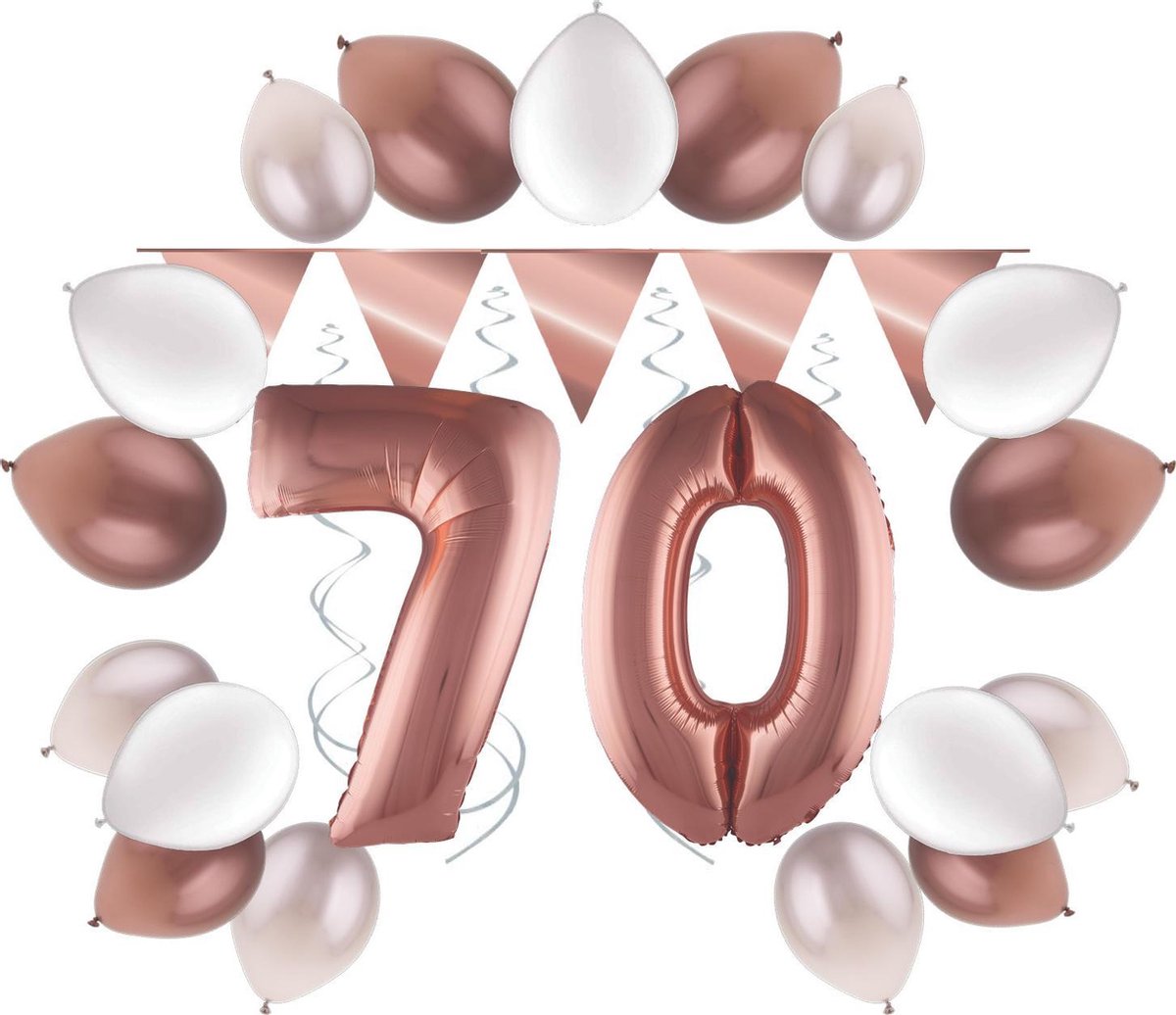 e-Carnavalskleding.nl Feestversiering pakket rosé 70 jaar | Versiering 70e verjaardag | 70 jaar feestversiering pakket rosé compleet | Leuk pakket rosé met feestartikelen voor de 70e verjaardag Small