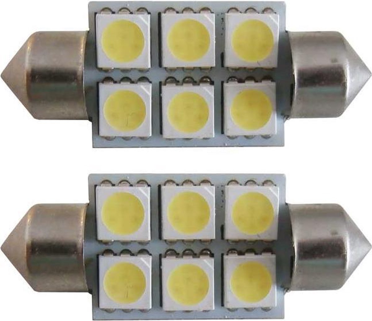 6 SMD LED 24v C5W - wit