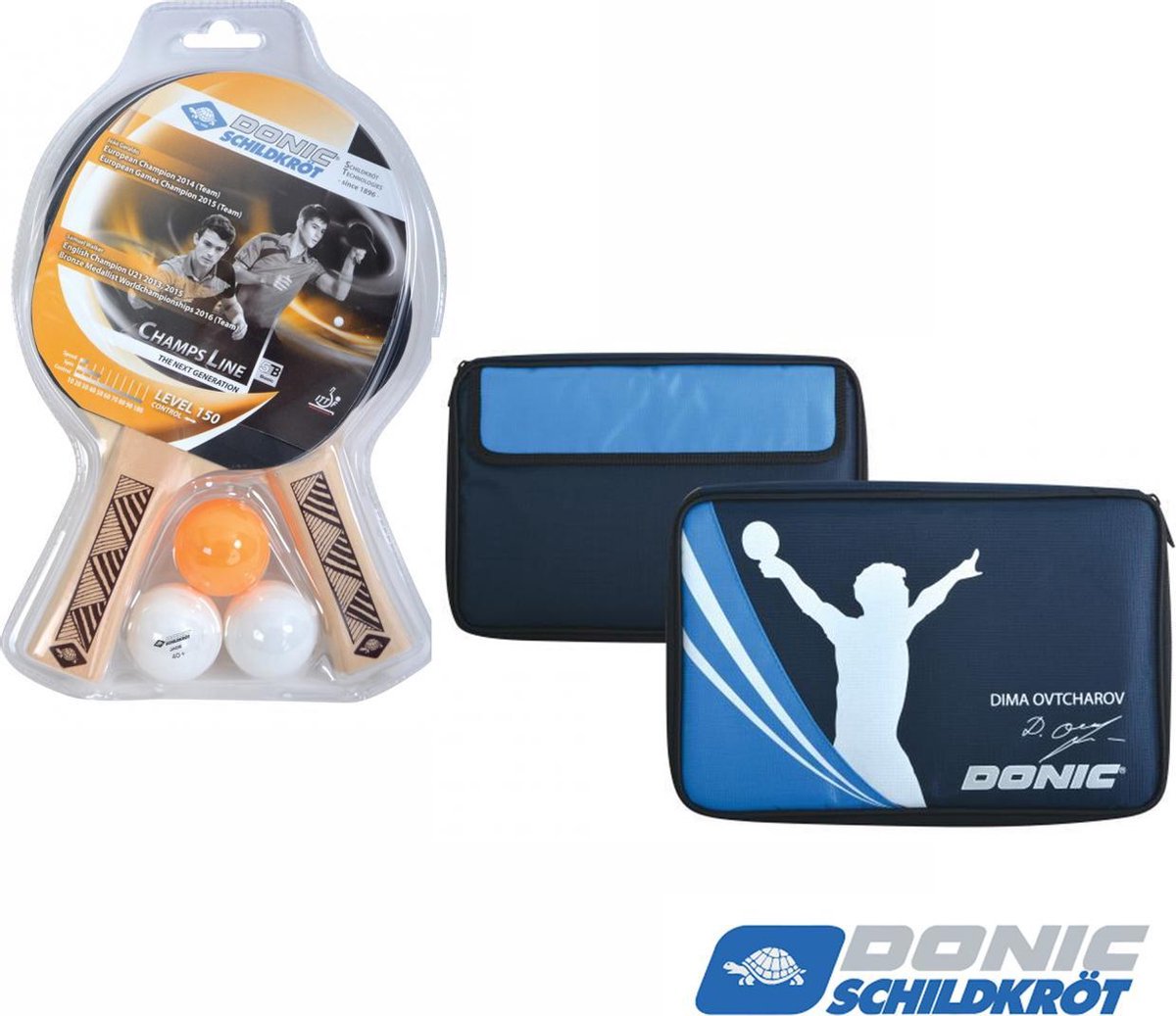 Donic Schildkröt CHAMPSline 150 set met Ovtcharov hoes