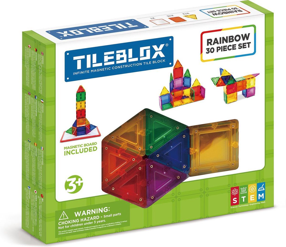 Tileblox - Rainbow 30pc Set (inclusief magnetisch bord)