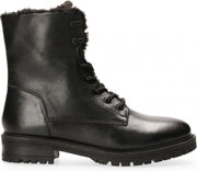 Van Dalen  - Veterboot Leer Met Imitatiebont Gevoerd - Womens - Black - 40