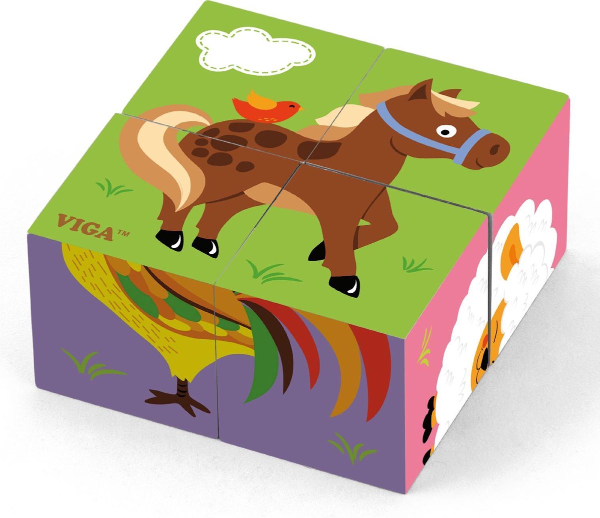 Viga Toys - Vormenpuzzel Boerderijdieren Klein