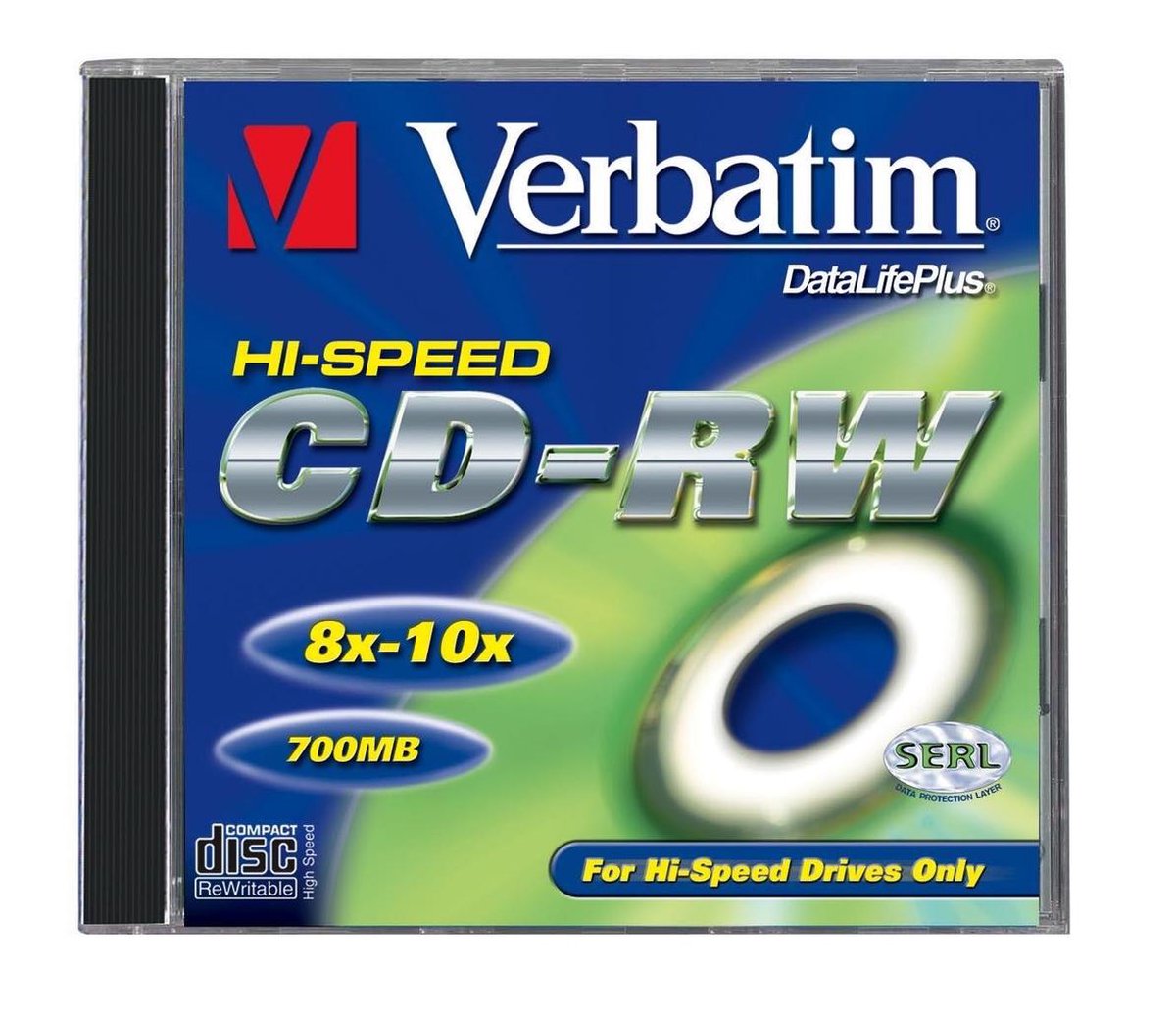 CDRW 80 min. 700 Mb 4-10x in jewelcase 10 stuks (Verbatim)