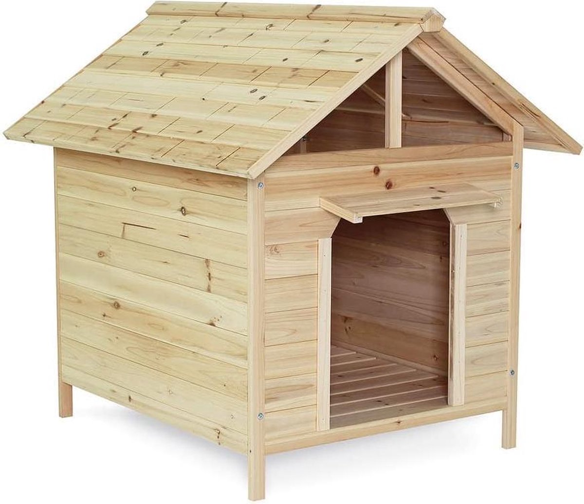 Rexa® Hondenhok van hout 103 x 83 x 97 cm | Dierenhok voor buiten of in huis | Beschermt dieren tegen kou en geeft een veilig gevoel | Makkelijke ingang | Hoogwaardig dennenhout | Dierenhuis hok weerbestendige hondenhuisje
