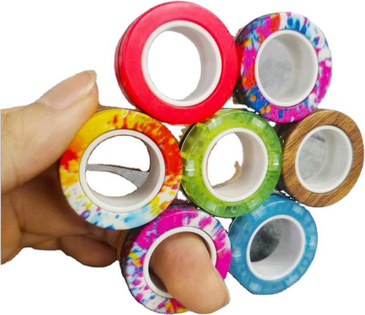 Fidget speelgoed. Set van 12 Magnetische Ringen in diverse kleuren. Na de populaire Tangle het ideale speelgoed voor motorische onrust.