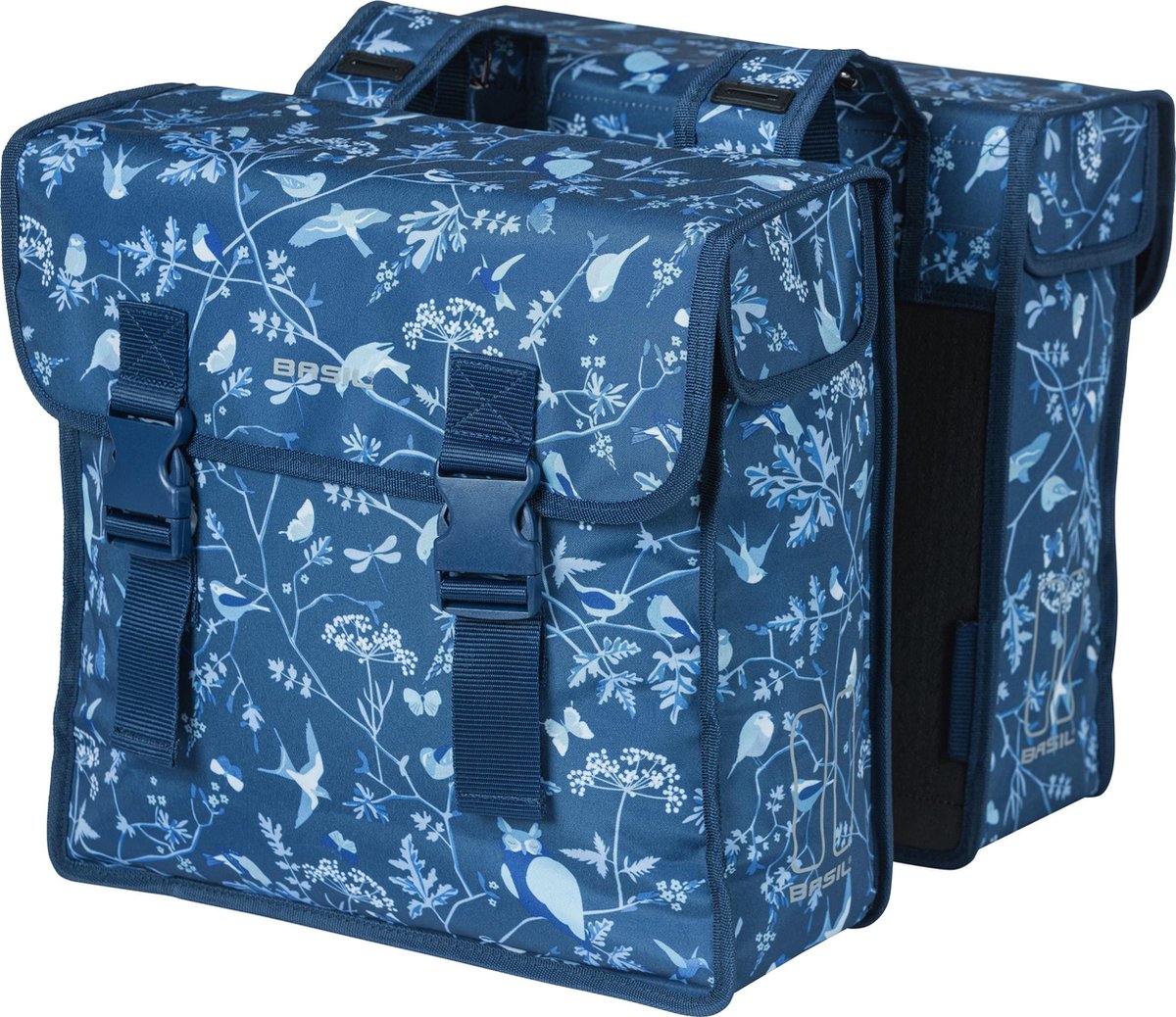 Dubbele fietstas Basil Wanderlust 35 liter 36 x 14 x 41 cm - indigo blauw