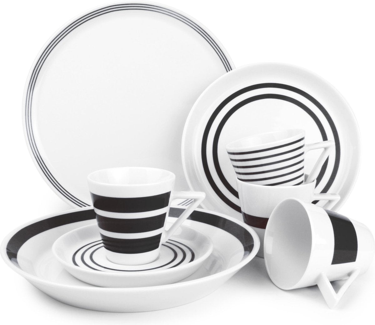 Salt&Pepper Stripes Servies - 20 delig - Zwart