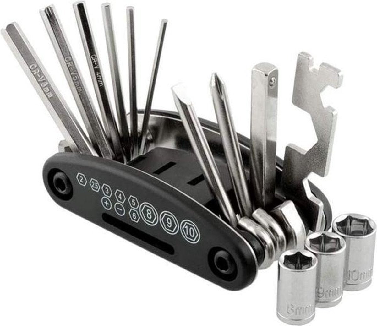 Doodadeals Multitool Fiets 16-delig – Reparatieset Fiets – Multitool Fiets Gereedschap – Reparatieset Racefiets – Multitool Mountainbike – Gereedschap Fiets