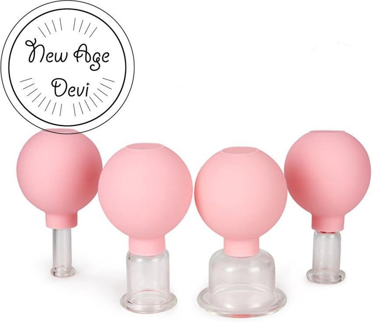 New Age Devi - Massagecups - Set 4 stuks - Roze  -Cupping therapie - Huid lifting - Anti Cellulitis