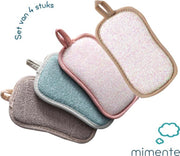 Ecologische Schuurspons - 4 stuks - Anti-bacterieel - Dubbelzijdig - Herbruikbare schuurspons - Wasbare schuurspons - Ecologisch en milieu bewust - Microfiber
