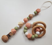 RiFresh - speenkoord - bijtring - giftset - zalm - oudgroen - hout - kadotip