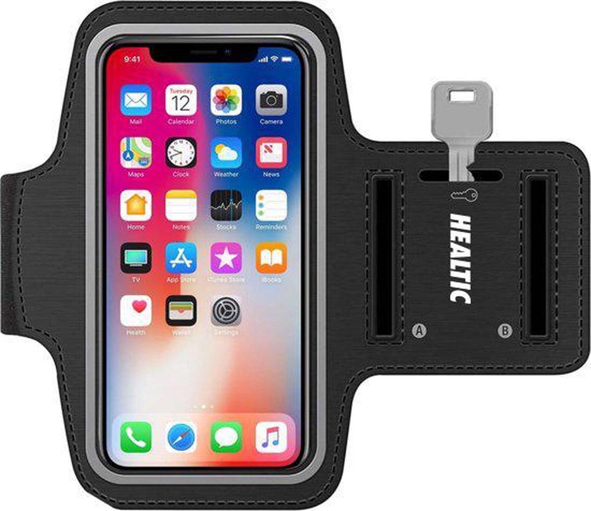 Healtic Smartphone Sportparmband - Universeel - Spatwatervrij - Zwart