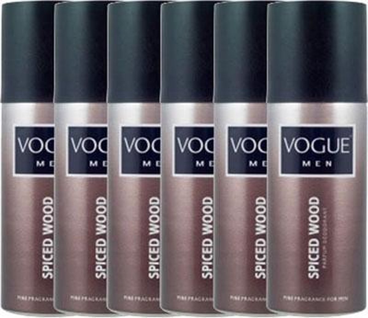 6 x Vogue Men Spiced Wood Parfum Deo - 6 x 150 ml voordeelverpakking
