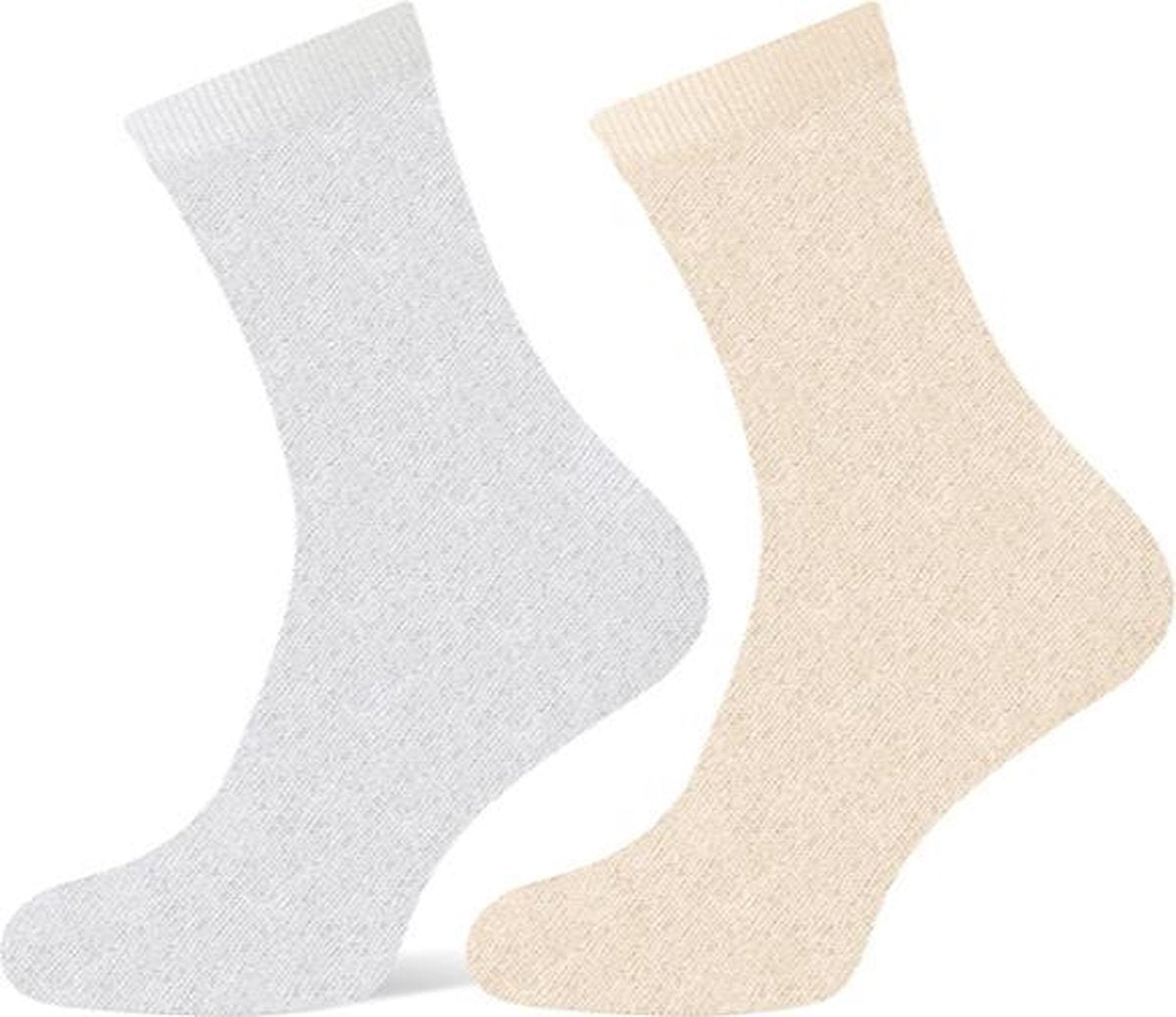 Teckel - Damessokken met glitter - Beige/Zilver - maat 36-42 - 2 paar
