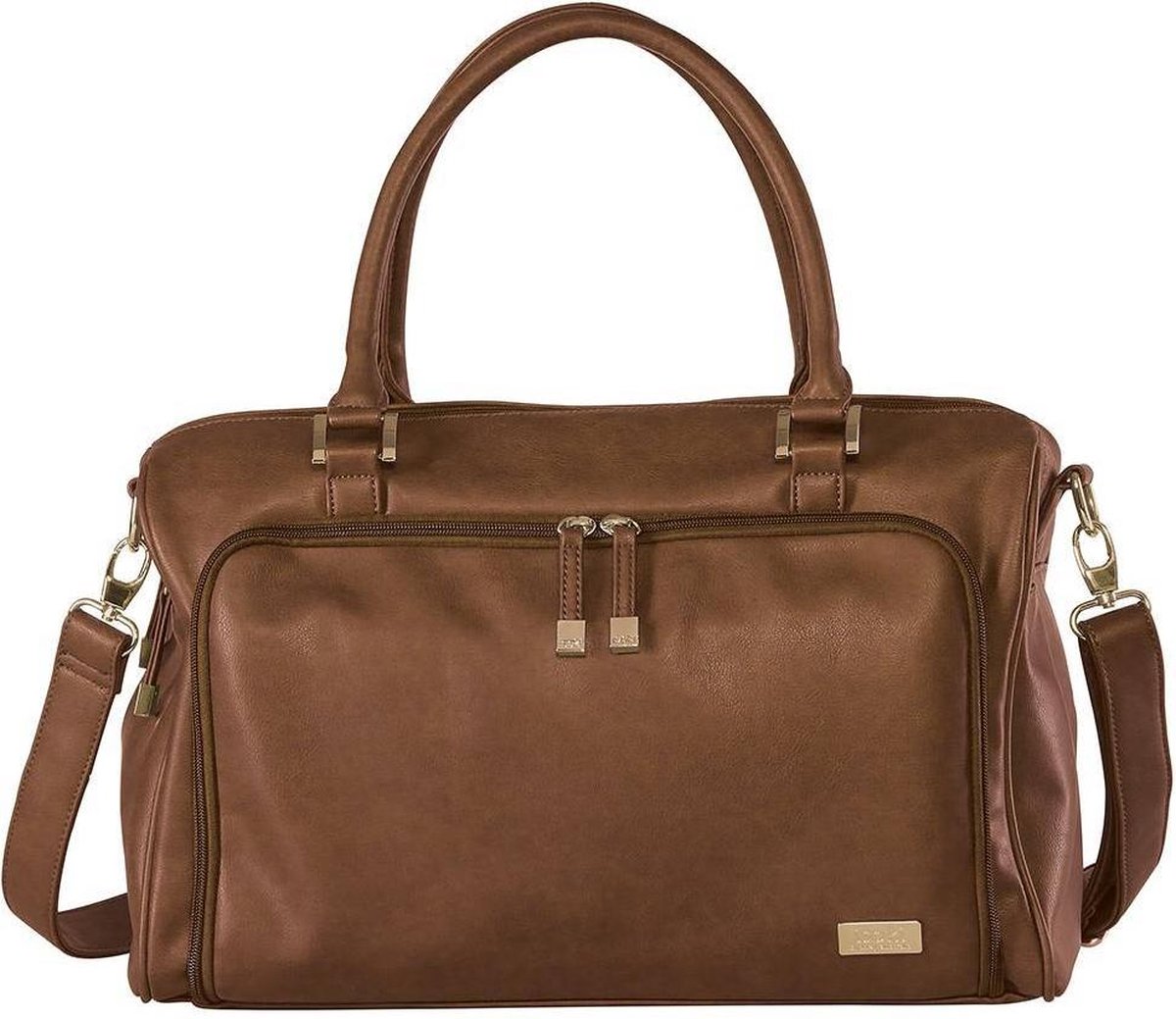 Grote Luiertas Double Zip Satchel Chestnut Redwood - Kunstleer - 42 cm breed