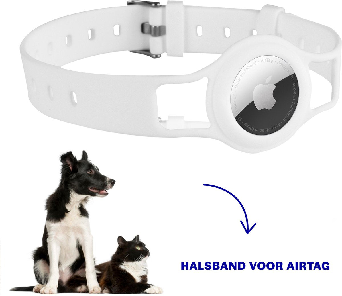 Airtag Halsband | Halsband hond | Hondenhalsband | Halsband geschikt voor Apple Airtag wit