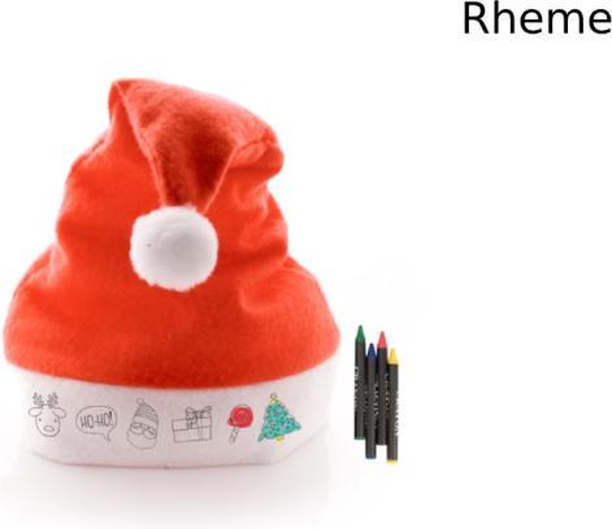 Kerst Muts - Kerstmis - Kleuren voor Kinderen - 4 Krijtjes - Rood - Rheme