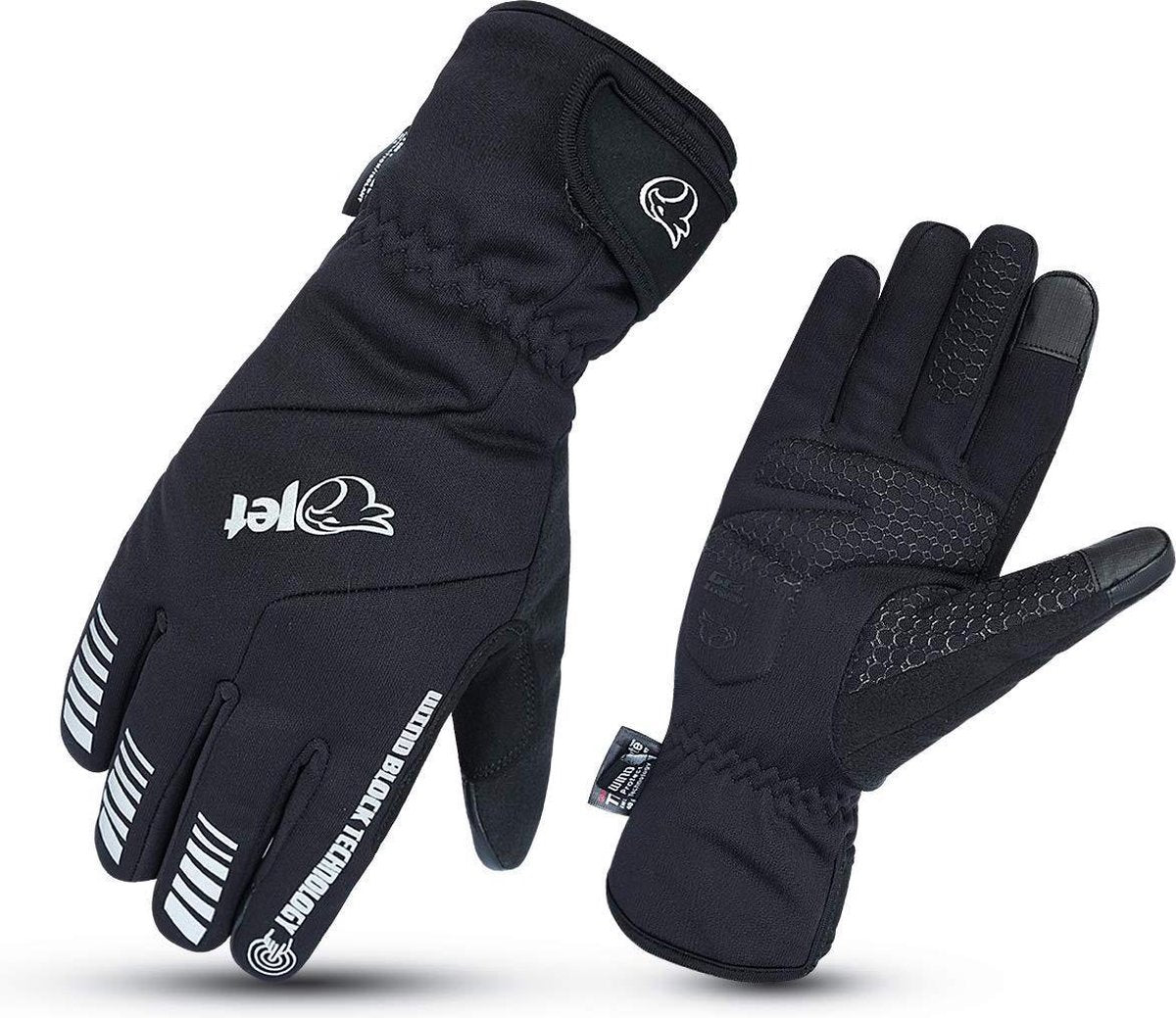 Jet Winter Cold Weather Waterproof Cycling Gloves Gel Protective Padded 3M Thinsulate Enduro (Black