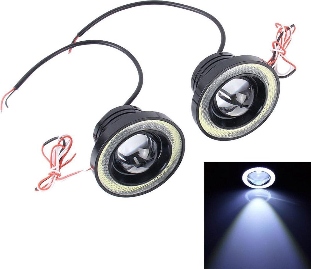 3.5 inch DC 12 V 10 W 900LM 7000 K Auto Angel Eyes Mistlamp Foglight (Wit Licht + Wit Licht)