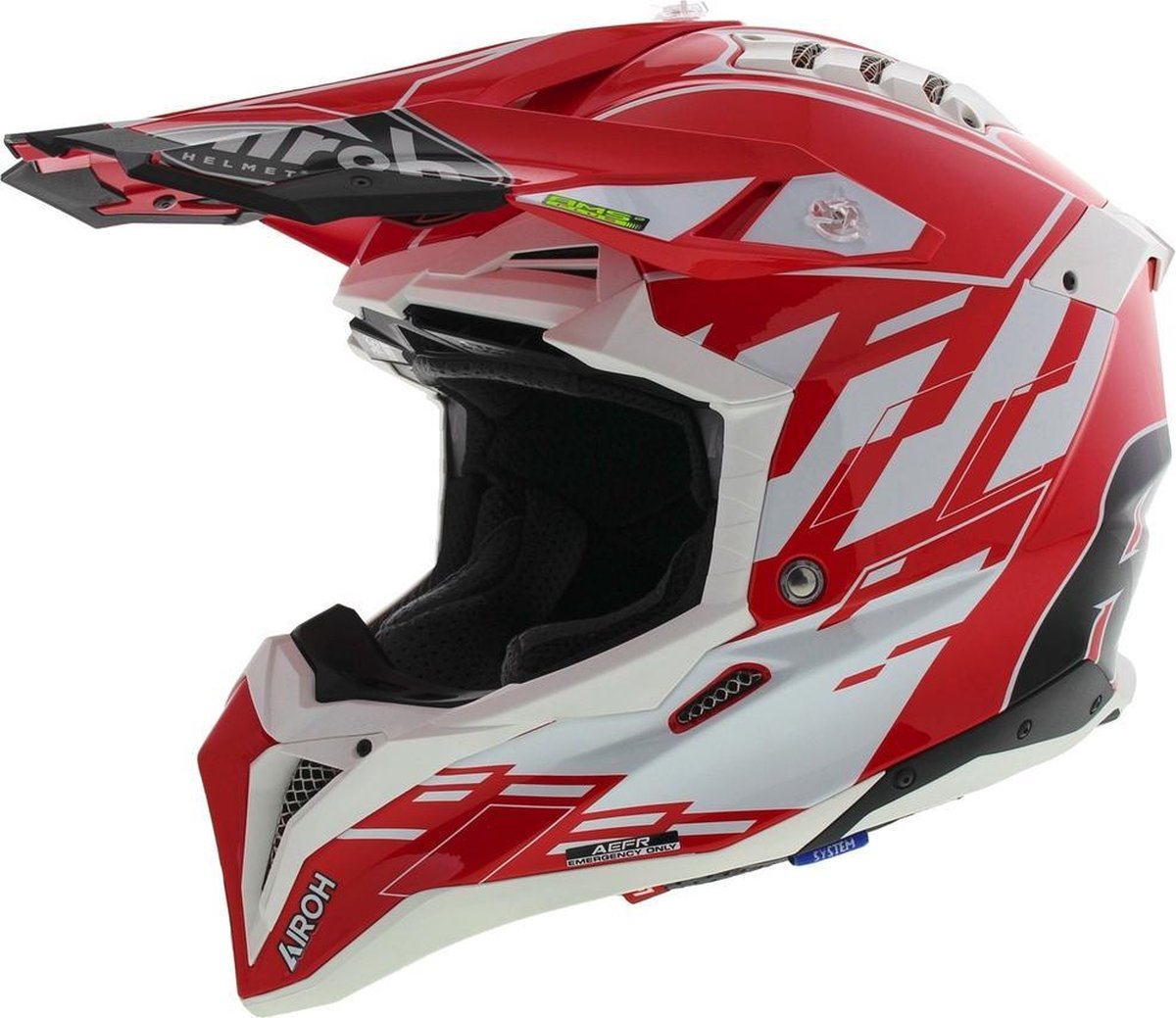 Airoh Aviator 3 AMS² Rampage crosshelm Glans Wit Rood M